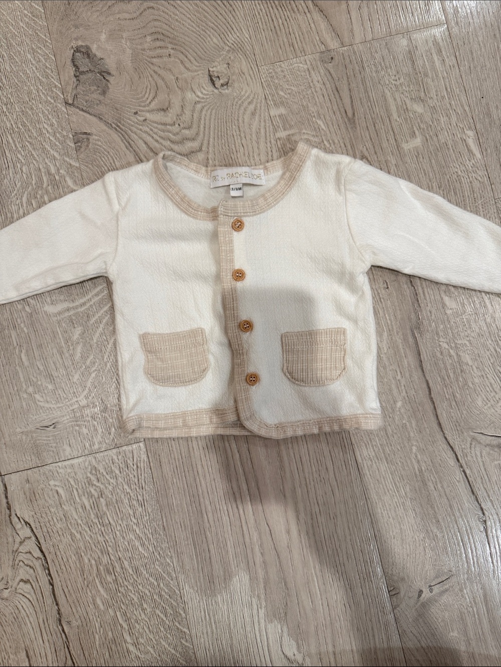 Rachel Zoe Baby Soft Cream & Beige Kids Cardigan - Classic Button Front